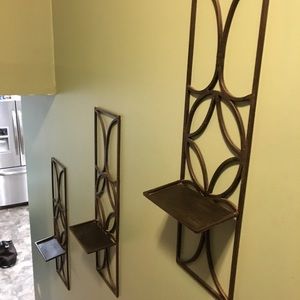 3 Pottery Barn wrought iron wall candle holder